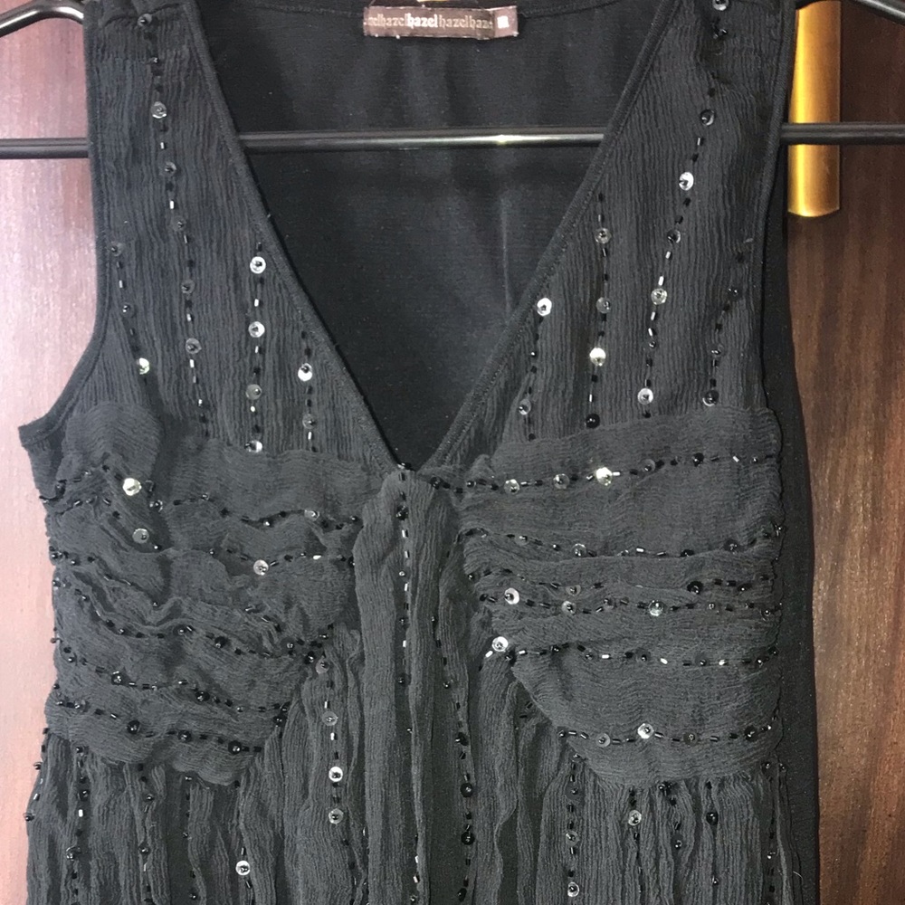Hazel black v neck sequin top
